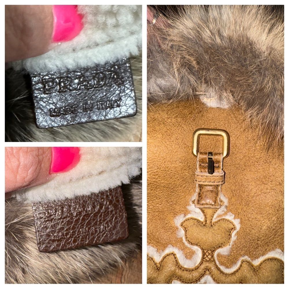 Authentic Prada Real Fox Fur & Suede Shoulder Bag COA In Photos Has Flaws* - Picture 15 of 16